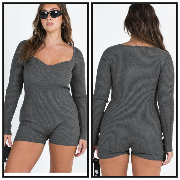 Princess Polly Huttley Knit Black Romper - Picture 1 of 6